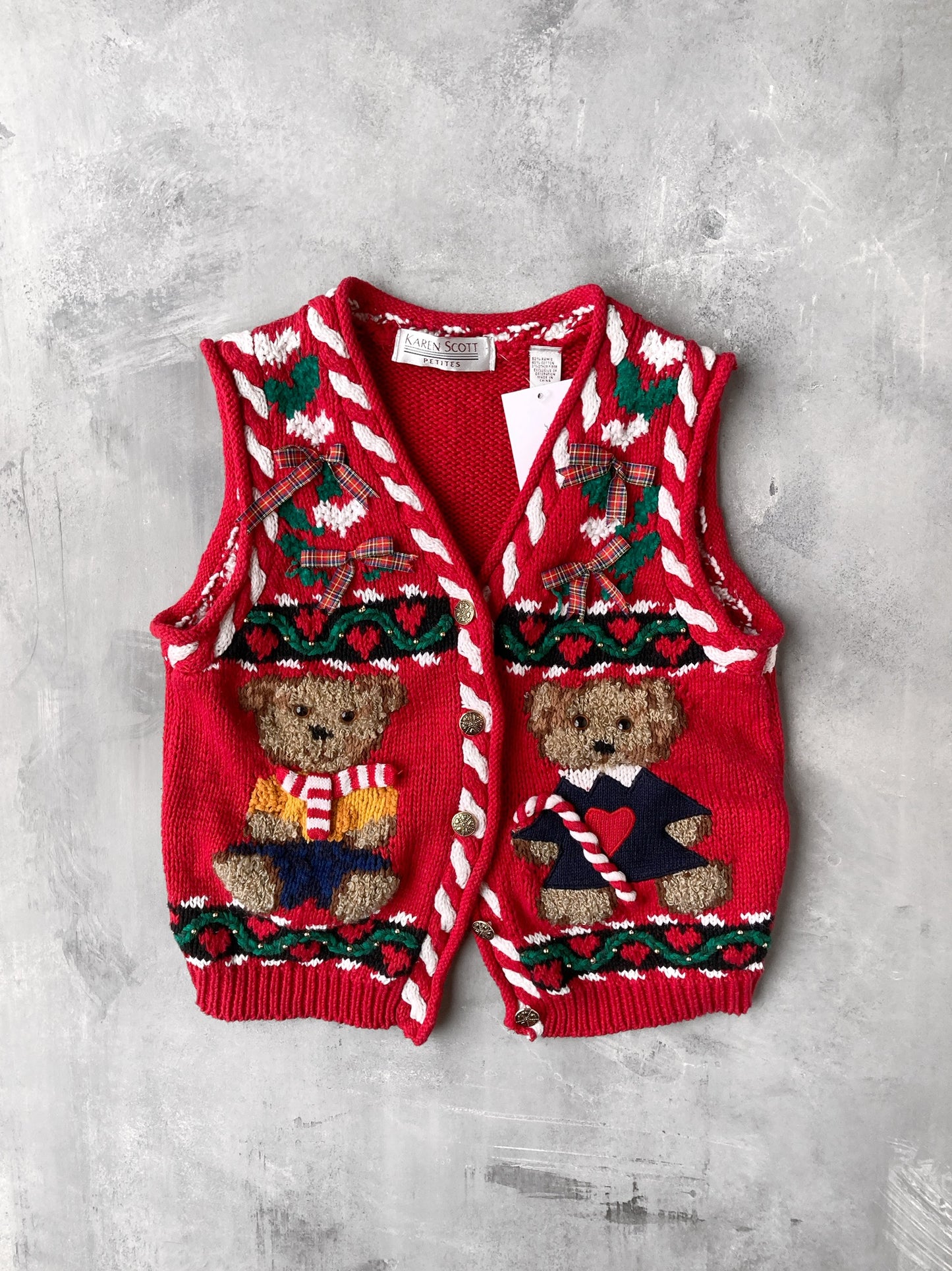 Teddy Bear Holiday Vest - Small