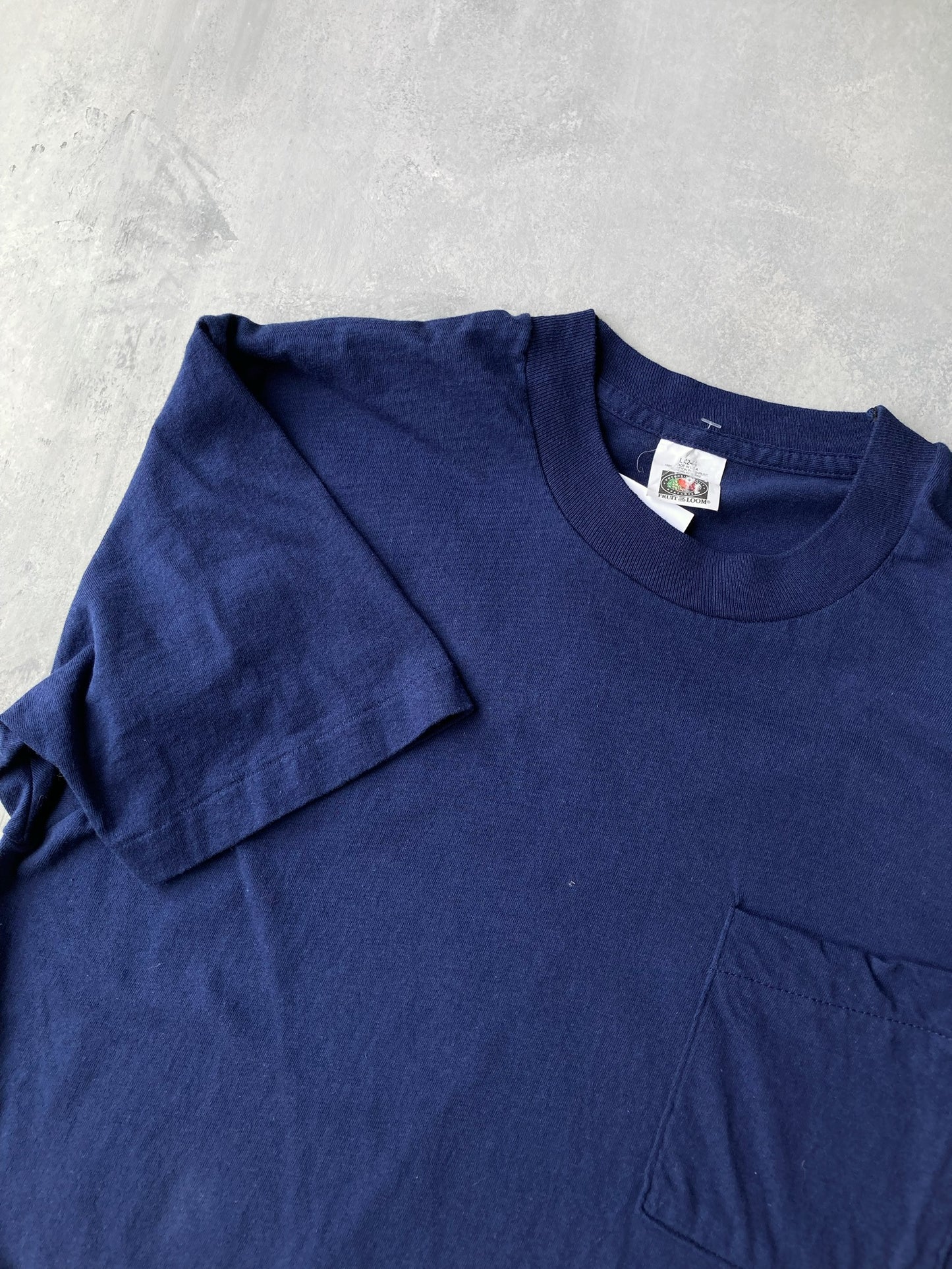 Solid Dark Blue Pocket T-Shirt - Large