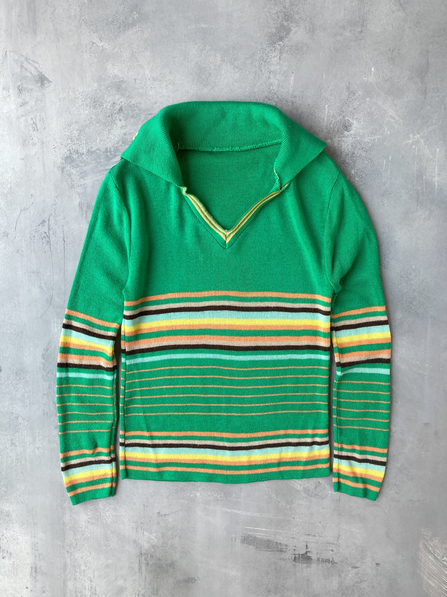 Collared Striped Sweater 70's - Small