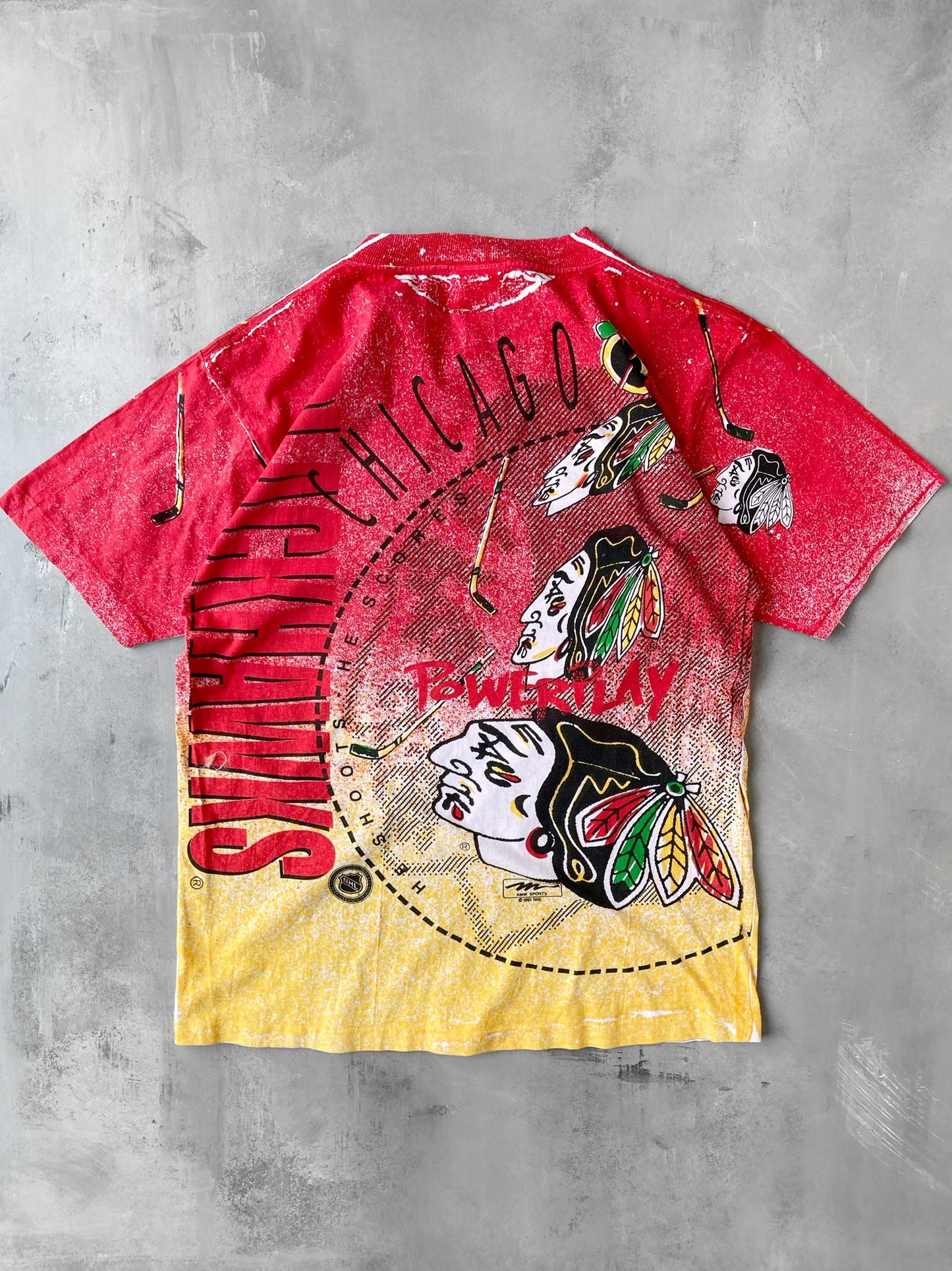 Chicago Blackhawks All Over Print T-Shirt '91 - Large