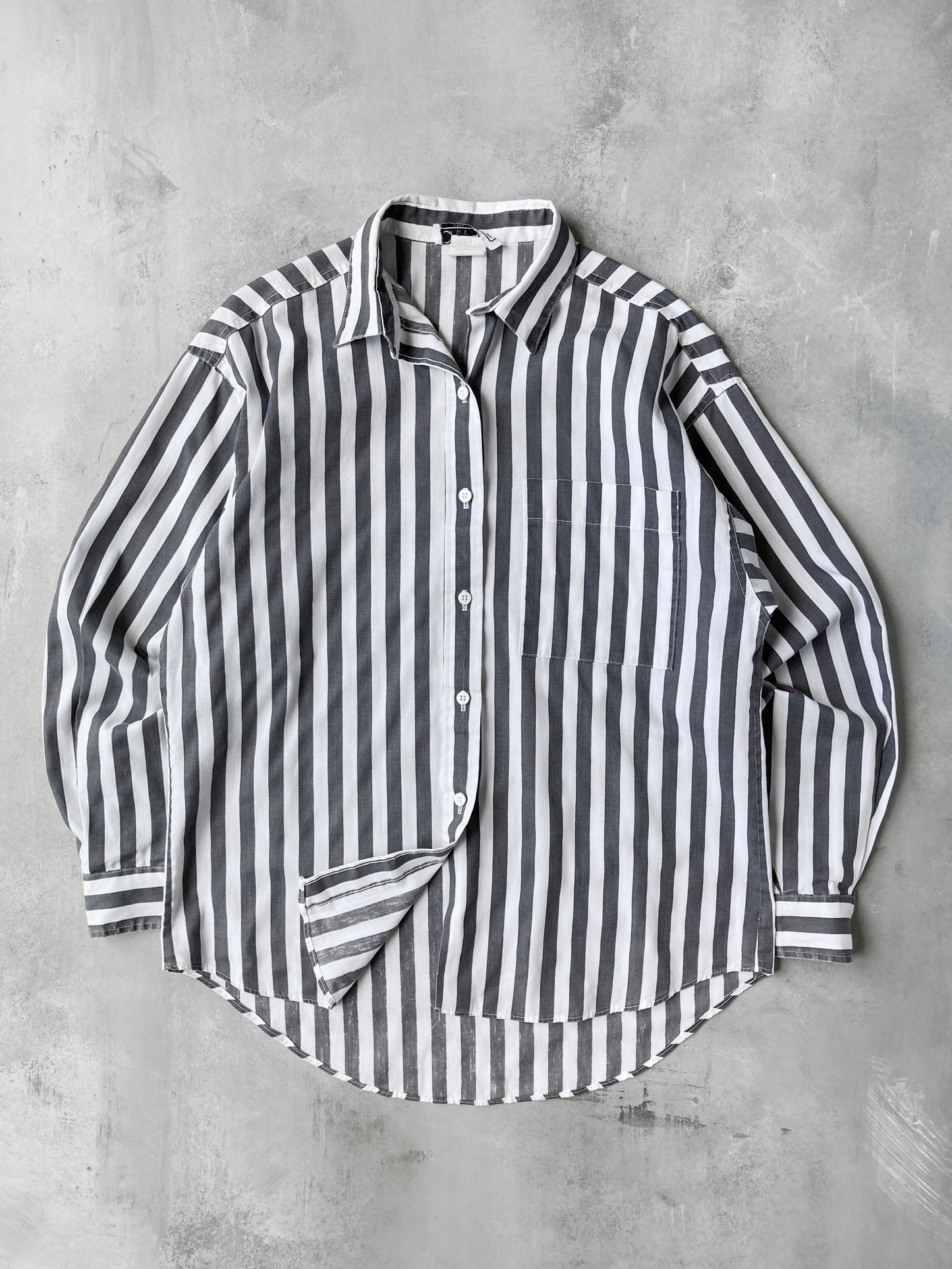 Striped Cotton Shirt 90's  - Oversized Medium