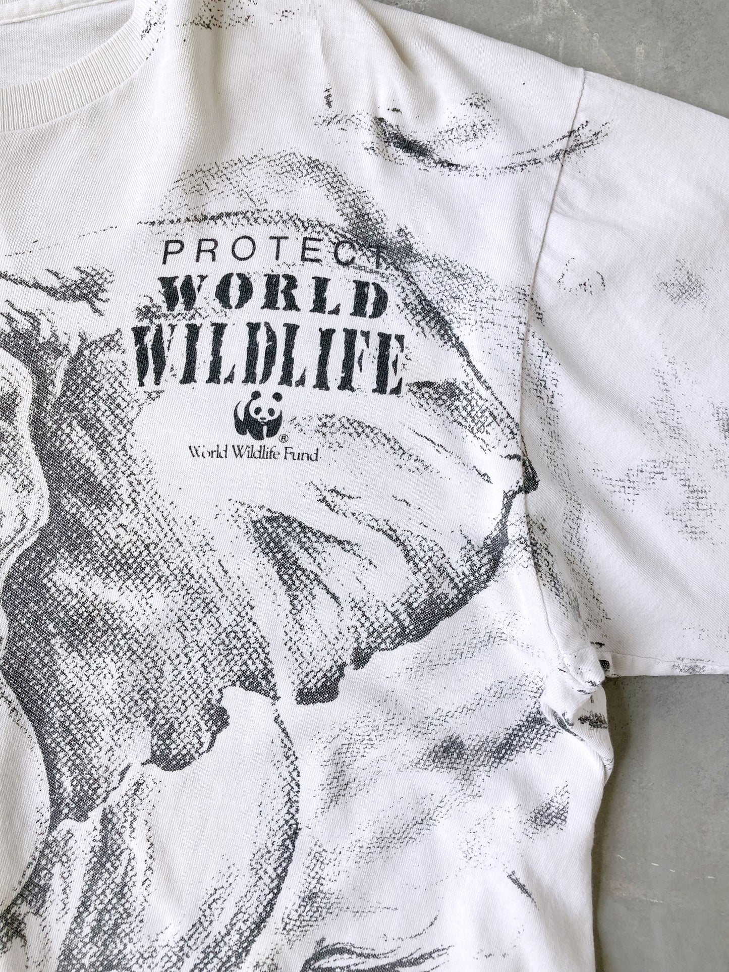 WWF Elephant All Over Print T-Shirt 80's - XL